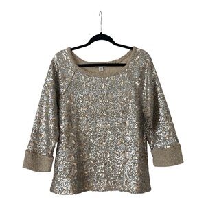 Coldwater Creek Gold Sequin Blouse